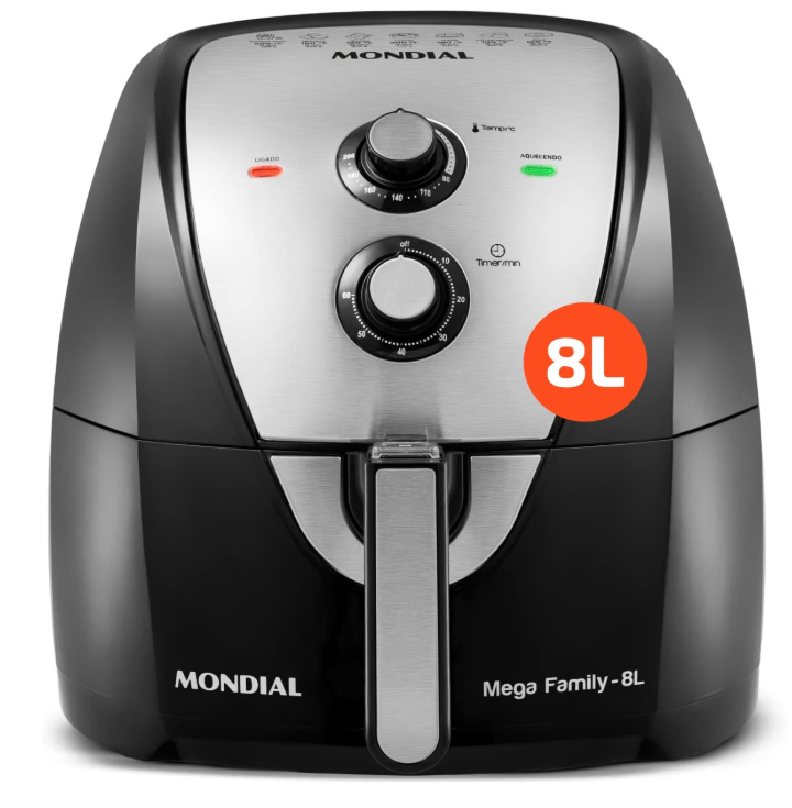 Fritadeira sem oleo air fryer 8l Afn-80-bi Mondial 1900w cesto gigante